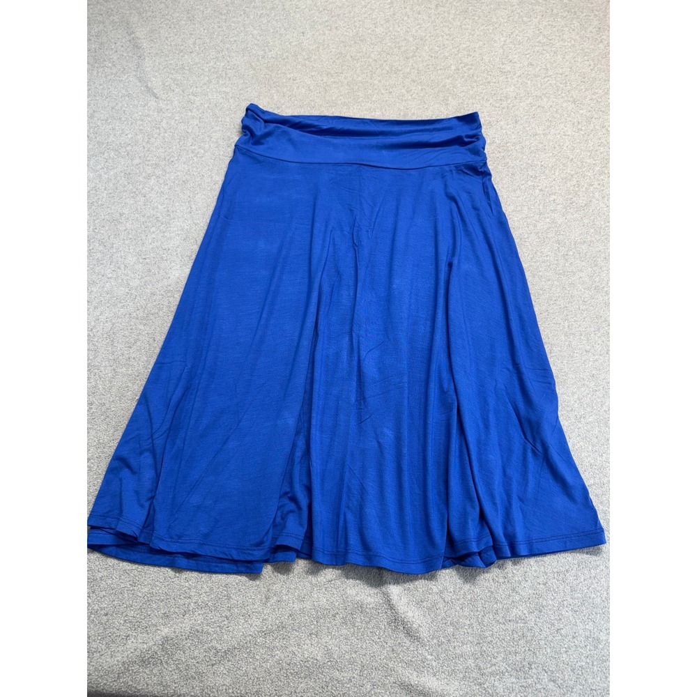 Lock & Love Midi Skirt Womens XL Royal Blue Fold Over Waist Flowy A-Line Flare